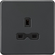 Knightsbridge 13A 1G Unswitched socket - Anthracite with black insert