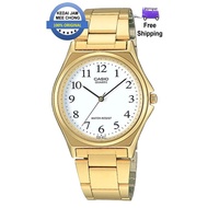 [Men] 100% ORIGINAL CASIO MTP-1130N-7BRDF White Dial,Number Dial,Gold Color Stainless Steel Watch
