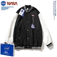 NASA co-branded retro เบสบอลเสื้อแจ็คเก็ตผู้ชายเสื้อแจ็คเก็ตนักเรียนเบสบอลเสื้อแจ็คเก็ต Casual jacket jacket student men's baseball uniform Black XL