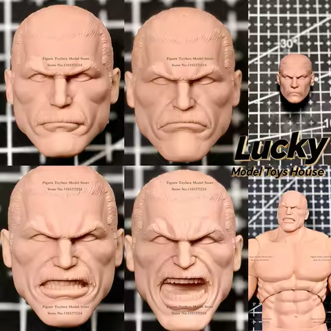 1/12 White Model Accessory Thragg Tough Guy Man Soldier Unpainted Head Sculpt For 6" Mezco Mafex Mcf