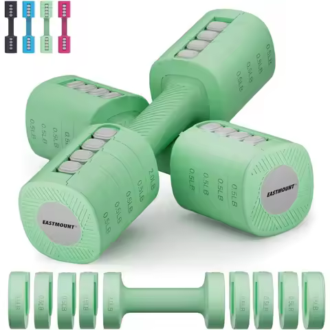 EAST MOUNT Adjustable Weight Dumbbells Set of 2 8 in 1 Hand Weights for Women 2lb 3lb 4lb 5lb 6lb Du