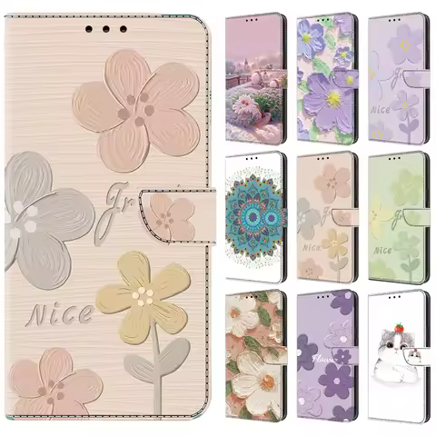 3D Painted Patterns Magnetic Flip Leather Wallet Case For Oppo A11 A15 A16 A17 A18 A35 A38 A52 A54 A
