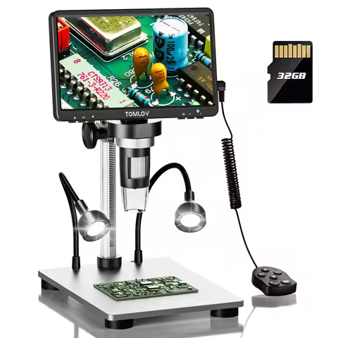 TOMLOV Digital USB Microscope DM9 1200X 1080P LCD Video Microscope for Adult Electronica Soldering P