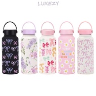 LUXEZY Vacuum Bottle, 1000ML Portable Aquaflask Tumbler, Convenient Printed Design Bow Decoration Fl