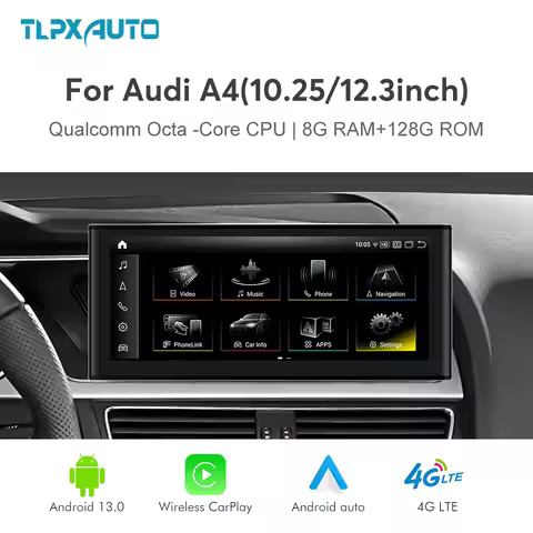10.25'' 12.3'' Android 13.0 8G 128GB Touch Screen Carplay Android Auto For Audi A3 A4 A5 Q3 Q5 Q7 GP