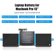KRCB New Oem Compatible 58.2Wh A2171 Laptop Battery for McBook Retina 13.3'' A2159 Year 2019 A2289 A