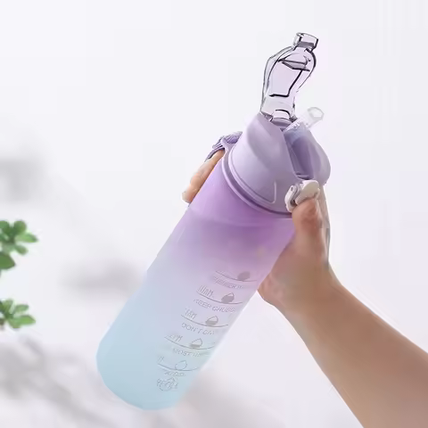 900ML Water Bottle With Time Marker Plastic Motivational Water Bottle with straw Drinking Bottle for
