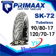 Primaax SK72 Tubeless Tyre/80/90x17/ 90/80-17 &amp; 120/70-17 For Y15ZR Y16ZR VF3I RS150 RSX150 SK72 The Crow