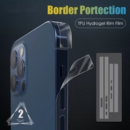 2Pcs Matte Clear Phone Side Film For iPhone 13 Pro Max mini / Full Cover Transparent Hydrogel Rim Film For iPhone 13 Pro Max /  Frame Protective Border Hydrogel Film For 13 Series