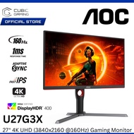 AOC 27" U27G3X 4K UHD (3840x2160@160HZ) FAST IPS LCD GAMING MONITOR (1MS, INPUT:HDMI+ DP, VESA, ADAP