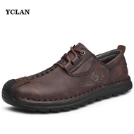 2023 Men's Soft Leather Casual Shoes Fashion Driving Shoes Classic Lace-Up Flats Comfortable Loafers Moccasins Big Size 48
