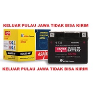 aki semi kering aki kering motor beat, aki aspira original model sama seperti aki GS ASTRA  MOTOBATT  YUASA bisa juga dipakai motor vario 110, mio soul, fino vixion, supra x 125