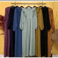 gamis wanita dewasa crinkle airflow dress rempel dada samping
