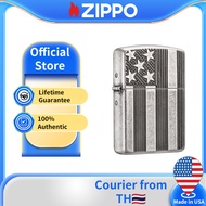 Zippo Armor Classic US Flag Deep Carve Silver Plate Lighter | Zippo 28974ธงชาติสหรัฐอเมริกา（ไฟแช็กไม