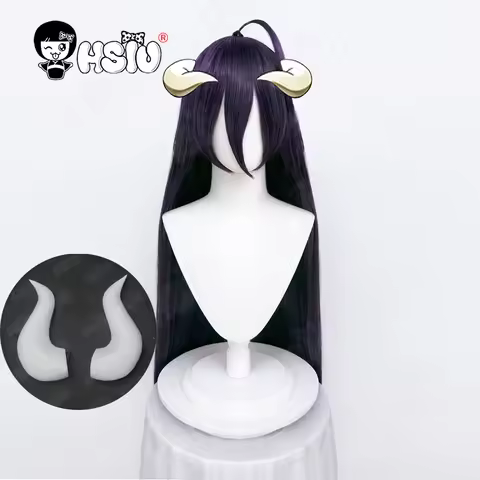 Overlord Albedo Cosplay Wig Anime OVERLORD Cosplay「HSIU 」Fiber synthetic wig Black and purple long w
