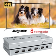 4K 60Hz 4x1 Multiviewer 4 in 1 Out HDMI Multi Viewer 8 Modes Switch PIP 90 180 270 Degree Rotate for