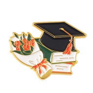 Graduation Season Enamel Cute Glamorous Elegant Pins Custom Bachelor Cap Hat Brooches Lapel Badges