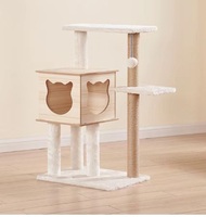 Premium Large Wooden Cat Tree: Condo Scratcher Tower Hammock - Ultimate Climbing Haven for Your Feli