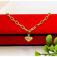 JG EMAS KOREA/BANGKOK 24K 916 GELANG TANGAN  PAPER CLIP LOVE TAJAM BRACELET