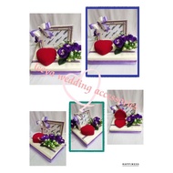 gubahan frame mas kahwin c/w bekas rantai(necklacebox)-creampurple