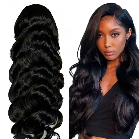 16 Inch 3B 3C#1B Body Wave Human Hair Wig with HD Transparent Lace Front 200 Density Pre Plucked Nat