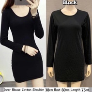 BLACK INNER BAJU LENGAN PANJANG MUSLIMAH LONG SLEEVES INNER LABUH COTTON LONG INNER MURAH