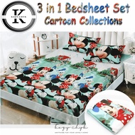 KOZY 3in1 Cartoon Character Bedsheet Set Includes 1Fitted Sheet 2pcs Pillowcase Frozen Minions Ben10