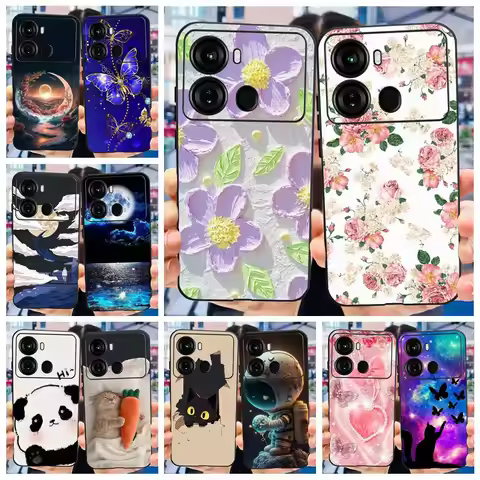 For Itel P40 Case P663L Luxury Flowers Painted Cover Clear Soft Silicone Phone Case For Itel P40 Pro