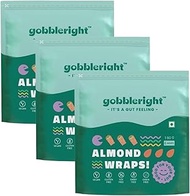 gobbleright Almond Wraps - 3 Pack (18 Wraps)/Gluten Free, Vegan, Dairy Free, Soy Free, Grain Free/Be