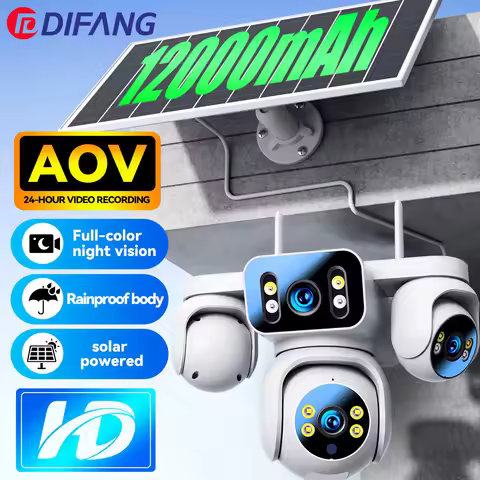 DIFANG 8K 15MP 4G Sim Card AOV Solar Cam 12X Zoom Three Screen 12000mAh Battery Security Solar CCTV 