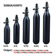 HPA Scuba M18*1.5 0.22L 0.3L 0.35L 0.45L 0.5L Black Aluminum 300BAR 4500PSI Gas Cylinder Output 160P