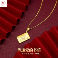 XT Jewellery เกาหลี24K 520สร้อยคอจี้ซองจดหมาย Love Woman 916 Original Gold Plated
