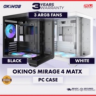 OKINOS MIRAGE 4 MATX CASING WITH 3 ARGB FANS - BLACK | WHITE