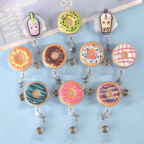 1 Pc New Cute Dunkin donuts Retractable Pull Nurse Students Badge Reel ID Lanyard Name Tag Card Badg