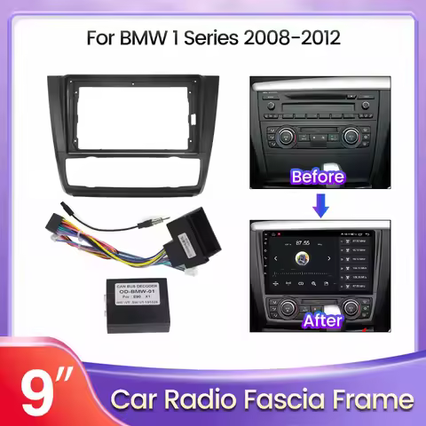 9Inch 2Din Car Stereo Player Fascia Frame For BMW 1 Series E81 E87 Plate Canbus Box Decoder Adapter 
