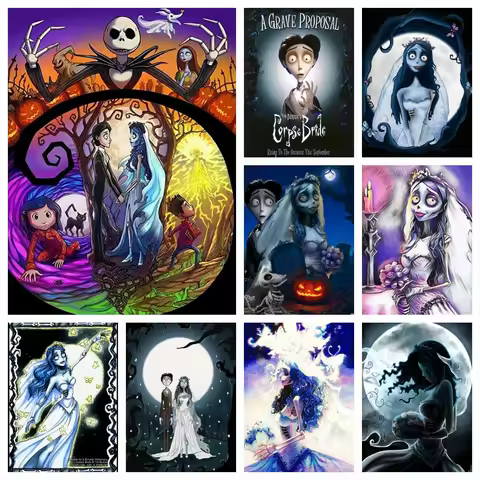 DIY Diamond Art Painting Kits Horror Movie Corpse Bride Tim Burton Emily Johnny Embroidery Mosaic Cr