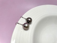 天然海水珍珠 大溪地黑珍珠 巴洛克 炫彩 純銀耳環