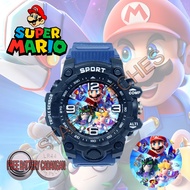 Jam Tangan Anak Laki Laki Sport Fashion Super Mario 02 Biru Anti Air FREE Battery Cadangan