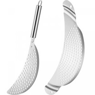 鯨品購 - 2 件式鍋具過濾器，帶手柄 不銹鋼濾鍋 義大利麵瀝水器，帶凹形手柄，適用於不同尺寸（最大 10 英寸）的廚房鍋碗瓢盆