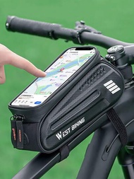 1入組自行車上衣抹胸硬殼包帶觸控式螢幕手機支架適用於山和公路自行車騎術齒輪