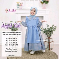 Dress kekinian gamis anak dengan jilbab Arofah kids bestseller by Alifa bisa COD