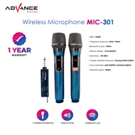 Mic Wireless Advance Mic-301 Mic Karaoke Profesional Dual Microphone Wireless bisa dicharge