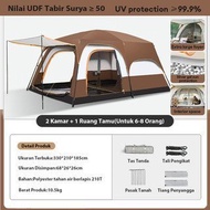 Camping Tent 2 Rooms 3 Rooms for 4-12 People 2 Spacious Layers Windproof and Insect Resistant