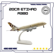 20cm Etihad Airbus A380 with Landing Gear Airways Diecast Airplane Model Alloy Metal Air Plane Model