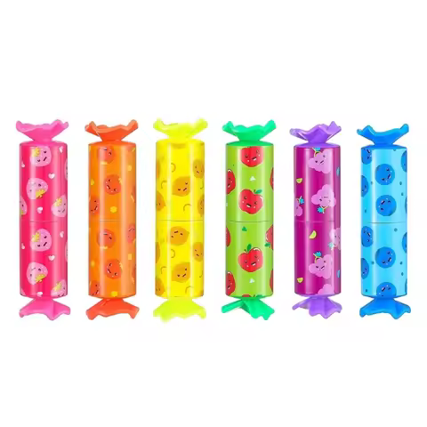 E9LB 6-piece Candy Highlighter for Kid Student Mini Highlighter Tip Marker Pen