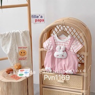 Bodysuit yếm cotton thêu thú nhồi bông siêu đáng yêu cho bé trai và bé gái