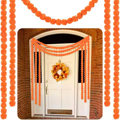 10-100pcs Marigold Flower Garland Decoration Artificial Flowers Indian Decor Diwali Pooja Day of The