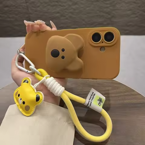 Cute 3D Bear Stand Phone Case For Realme Narzo 70 60 Pro 60X N55 N53 50 50A Prime 30 30A 20 C15 C12 