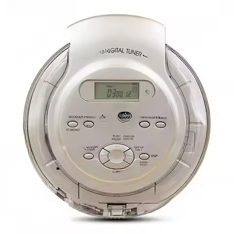 Portable Walkman CD Player Silver, Personal Discman for English Audio & Music Playback