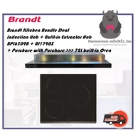 Brandt Kitchen Bundle Deal BPI6309B + AI1790X | Induction Hob + Built-in Extractor Hob + PWP 72L Build in Oven